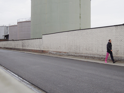 5. Oct Adrien Tirtiaux DOG DAYS I wear shoes, socks and trousers of which the left part is colored in pink and walk the entire day in Charleroi or in a place which can be associated with this city.